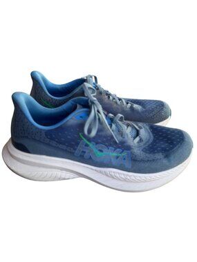 Hoka One One Mens Mach 6 Running Shoes Size 11.5D Blue & White Lightweight Mesh